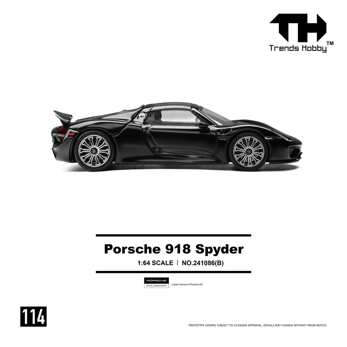 (PRE-ORDER) Trends Hobby 1:64 Porsche 918 Spyder Black 241086(B)