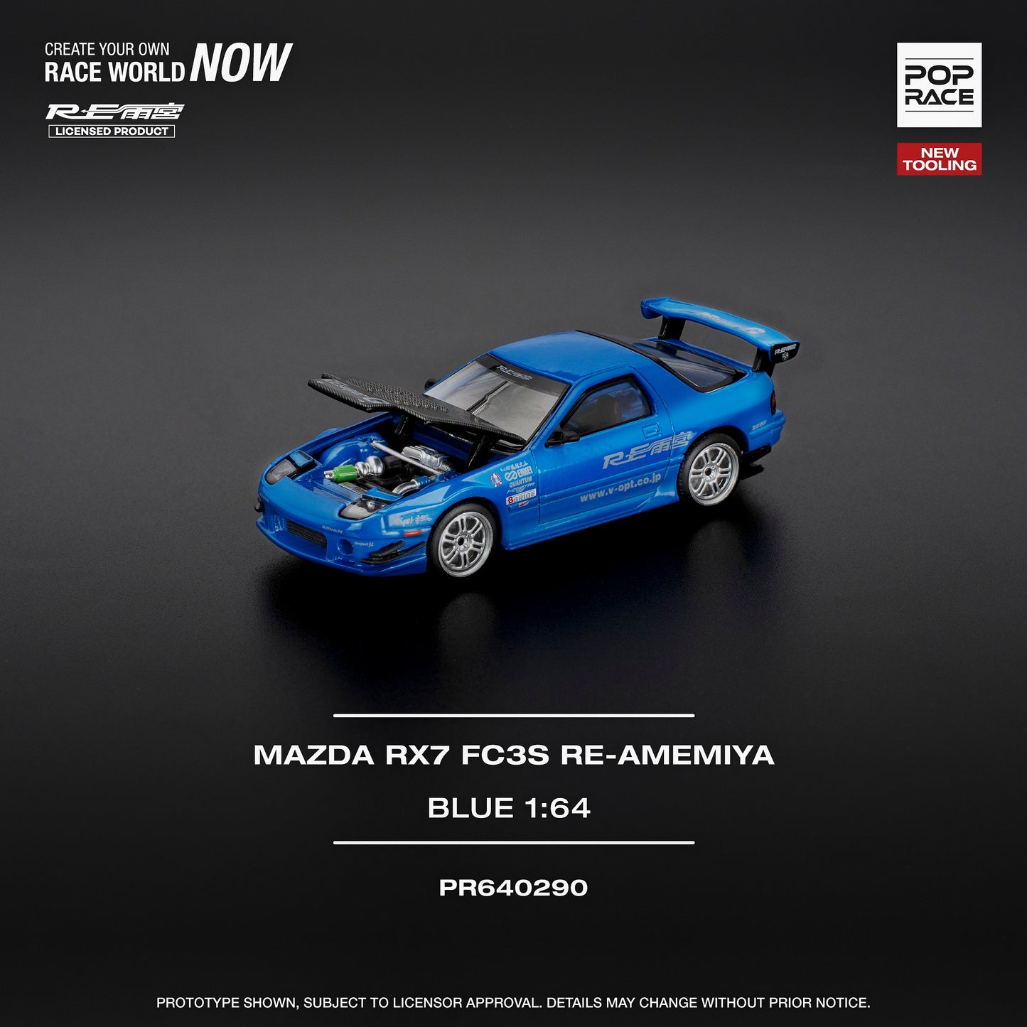 (PRE-ORDER) POPRACE 1:64 RX7 (FC3S) RE-AMEMIYA - RE-AMEMIYA BLUE PR640290
