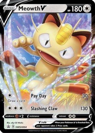 Meowth V - SWSH004 SWSH004/307 - SWSH Sword & Shield Promo Cards Holofoil