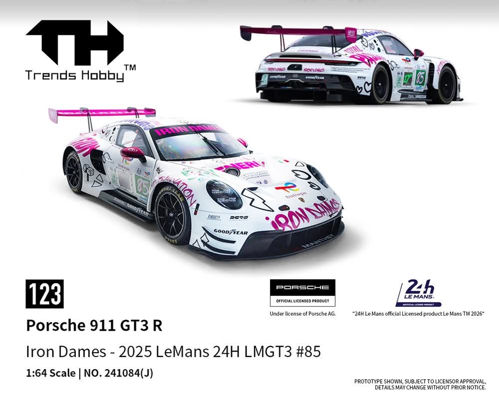 (PRE-ORDER) Trends Hobby 1:64 Porsche 911 GT3 R - LeMans 24H 2025 #85 241084(J)