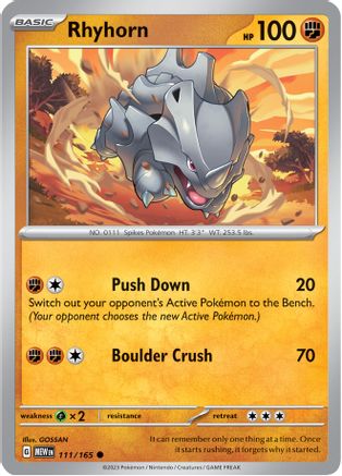 Rhyhorn 111 - SV Scarlet & Violet 151 Reverse Holofoil