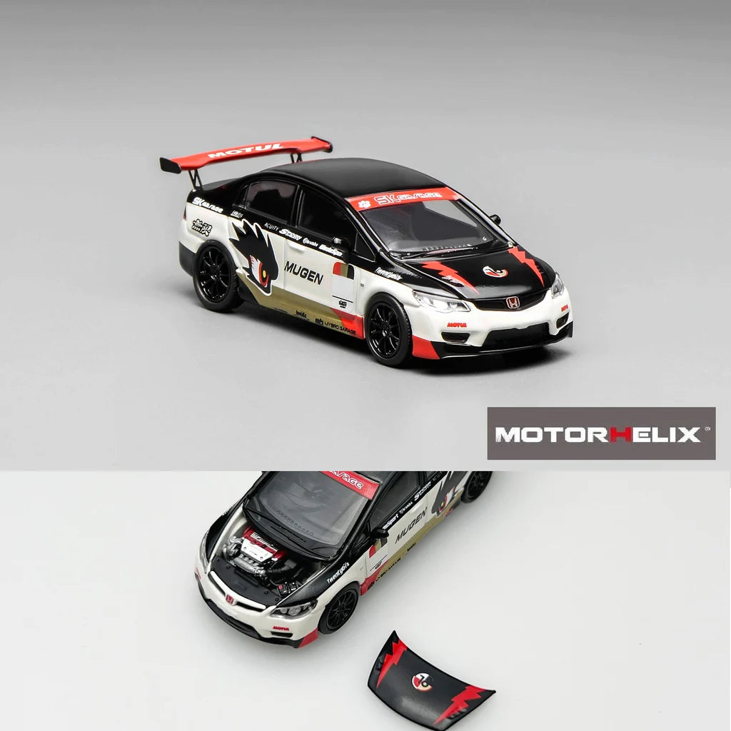 (PRE-ORDER) Motorhelix 1:64 Honda Civic TYPE R (FD2) MUGEN LIVERY WHITE M65406