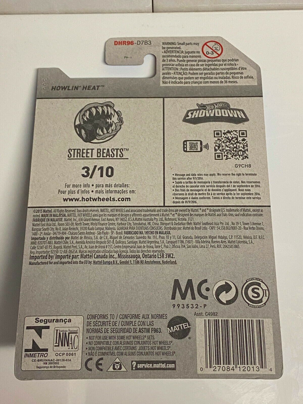 2016 Hot Wheels Treasure Hunts Street Beasts Howlin' Heat International Card NIP