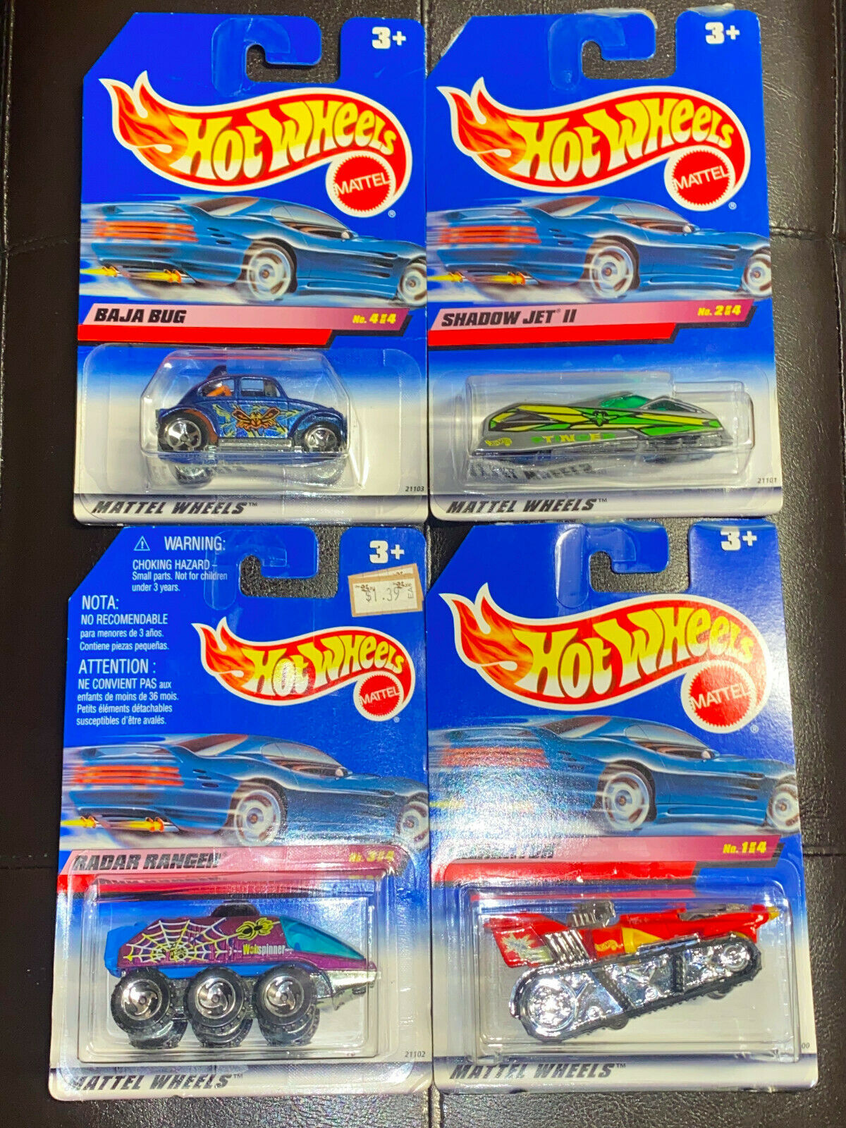 1999 Hot Wheels Buggin' Out Series Full Set of 4 International Cards NIP