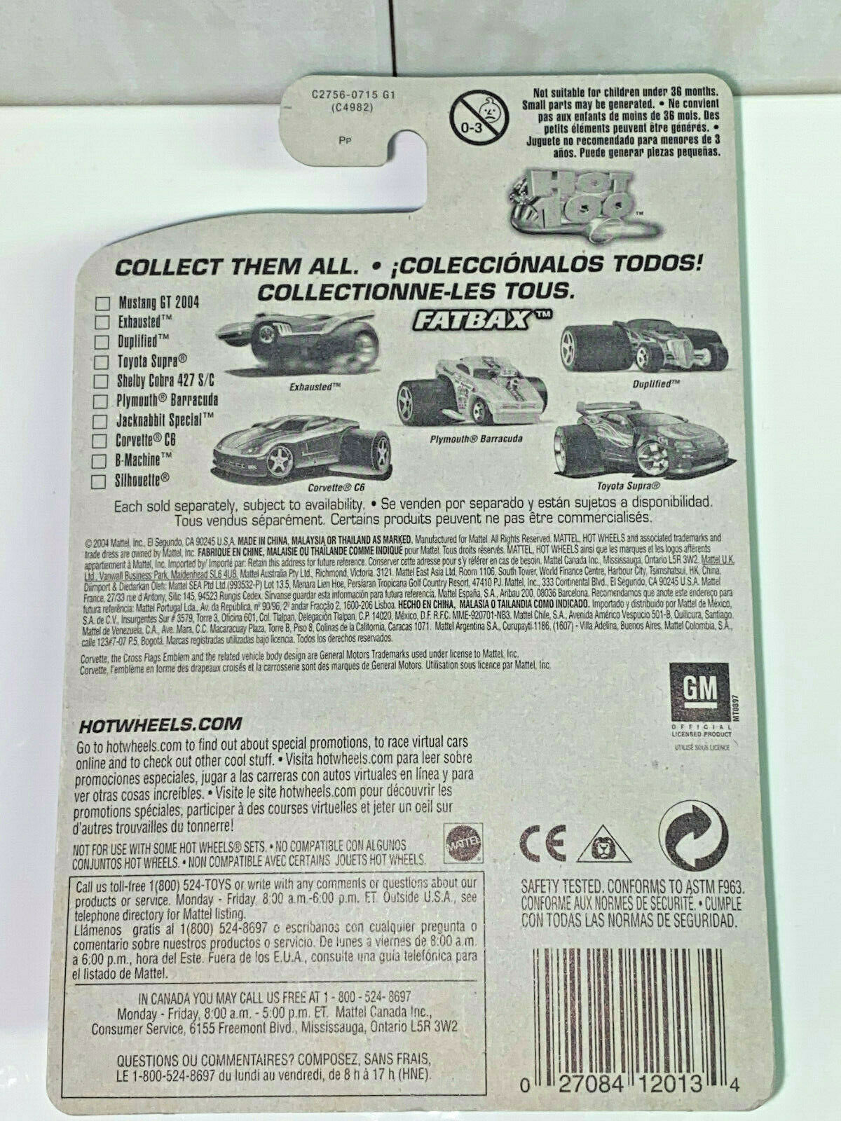 2004 Hot Wheels 2004 First Editions 95/100 Fatbax Corvette C6 #095 (Soft Corners)