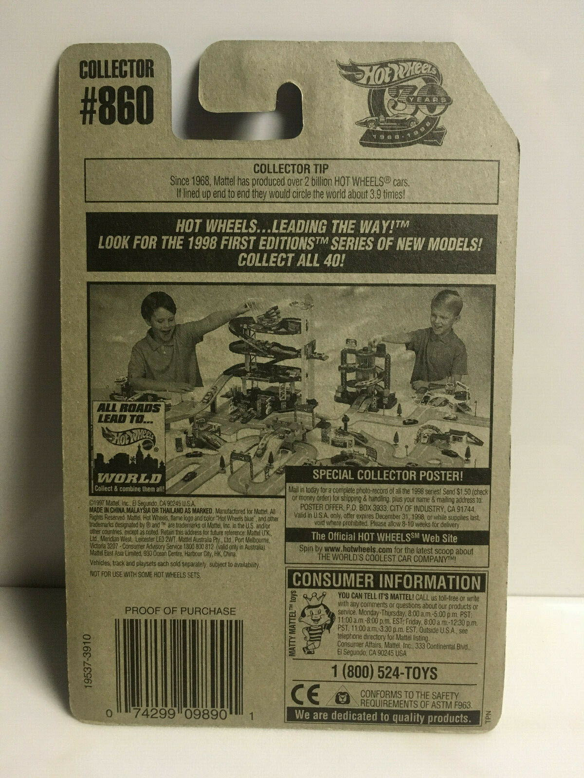 1998 Hot Wheels Road Rocket #860 White with 3SP Wheels NIP