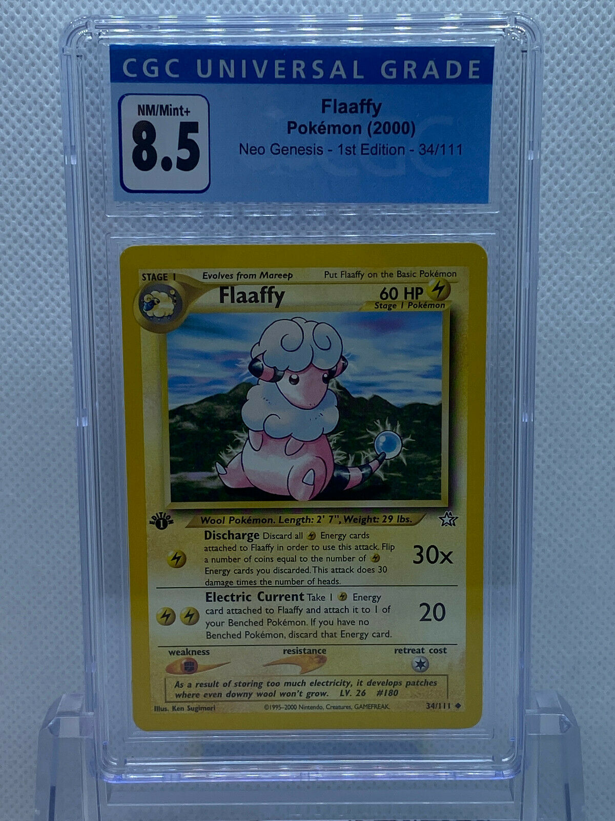 Pokémon (2001) Flaaffy 1st Edition Neo Genesis #34/111 CGC 8.5 NM+