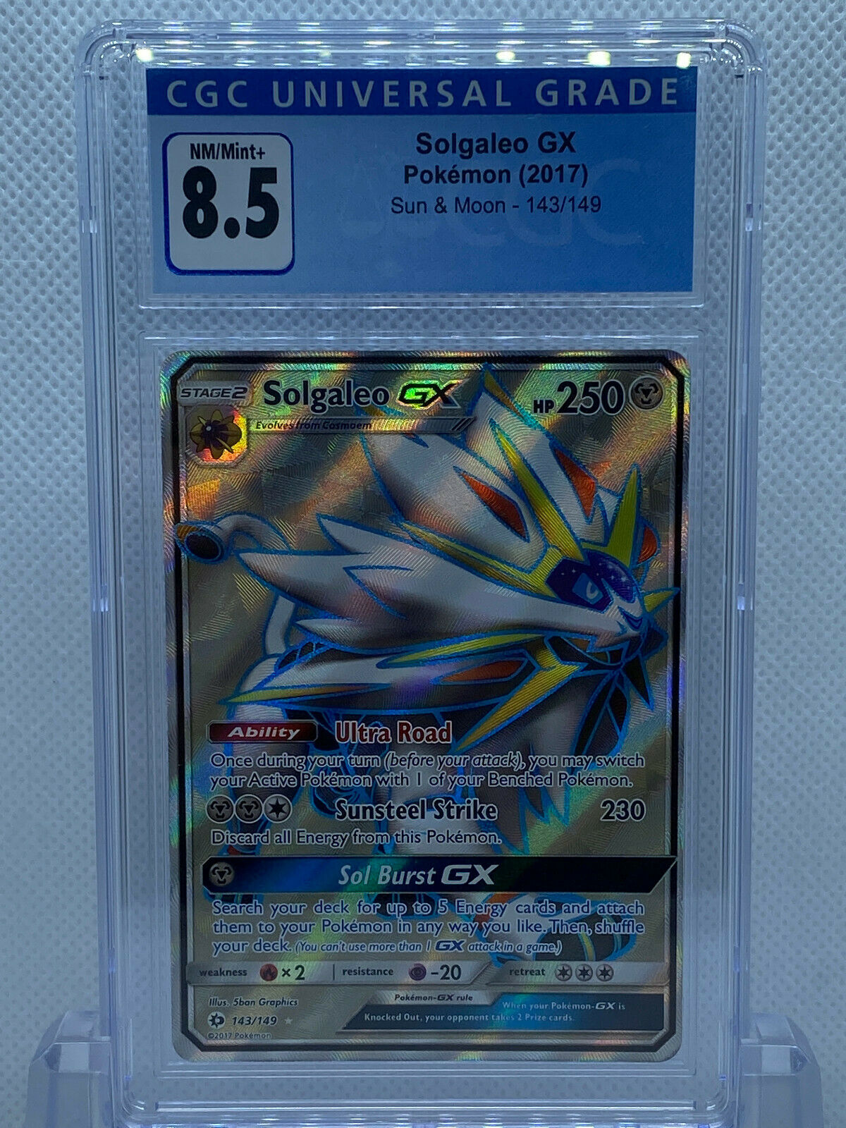 Pokémon Sun & Moon (2017) Solgaleo GX Full Art #143/149 CGC NM 8.5