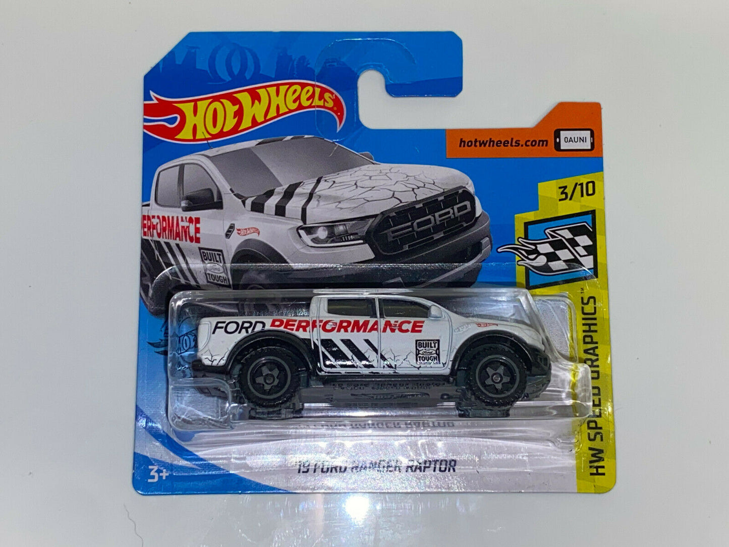 2020 Hot Wheels HW '19 Ford Ranger Raptor White 76/250 International Short Card