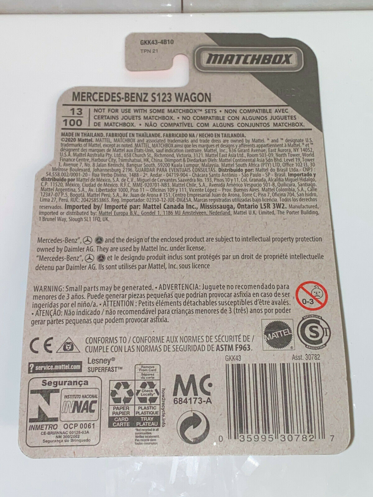 2020 Matchbox MBX City #13/100 Mercedes-Benz S123 Wagon Blue NIP