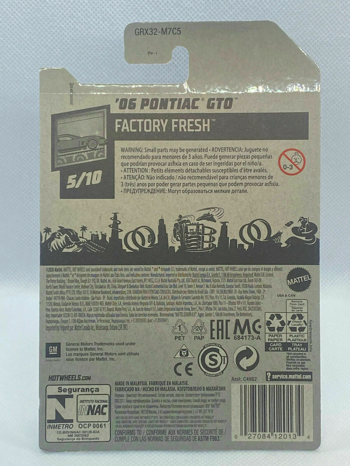 2021 Hot Wheels Factory Fresh #5/10 '06 Pontiac GTO #87/250 International Card