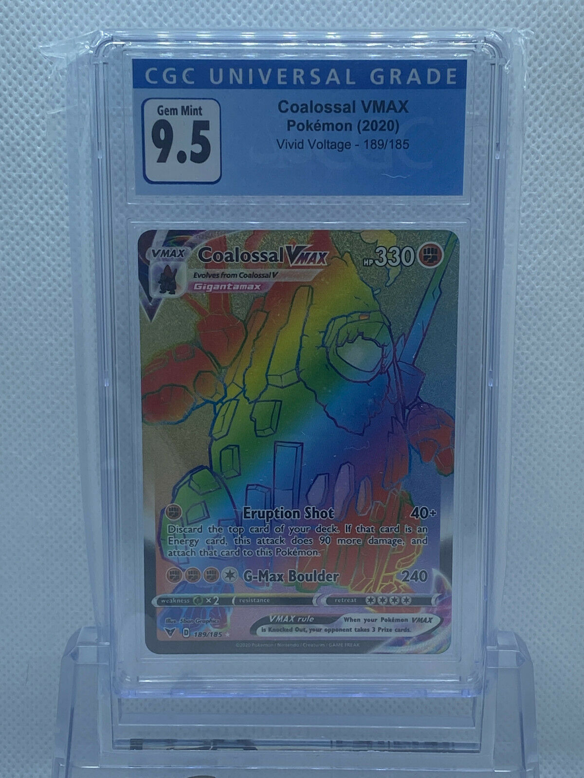 Pokémon (2020) Vivid Voltage Hyper Rare Coalossal VMAX 189/185 CGC 9.5 GEM MINT