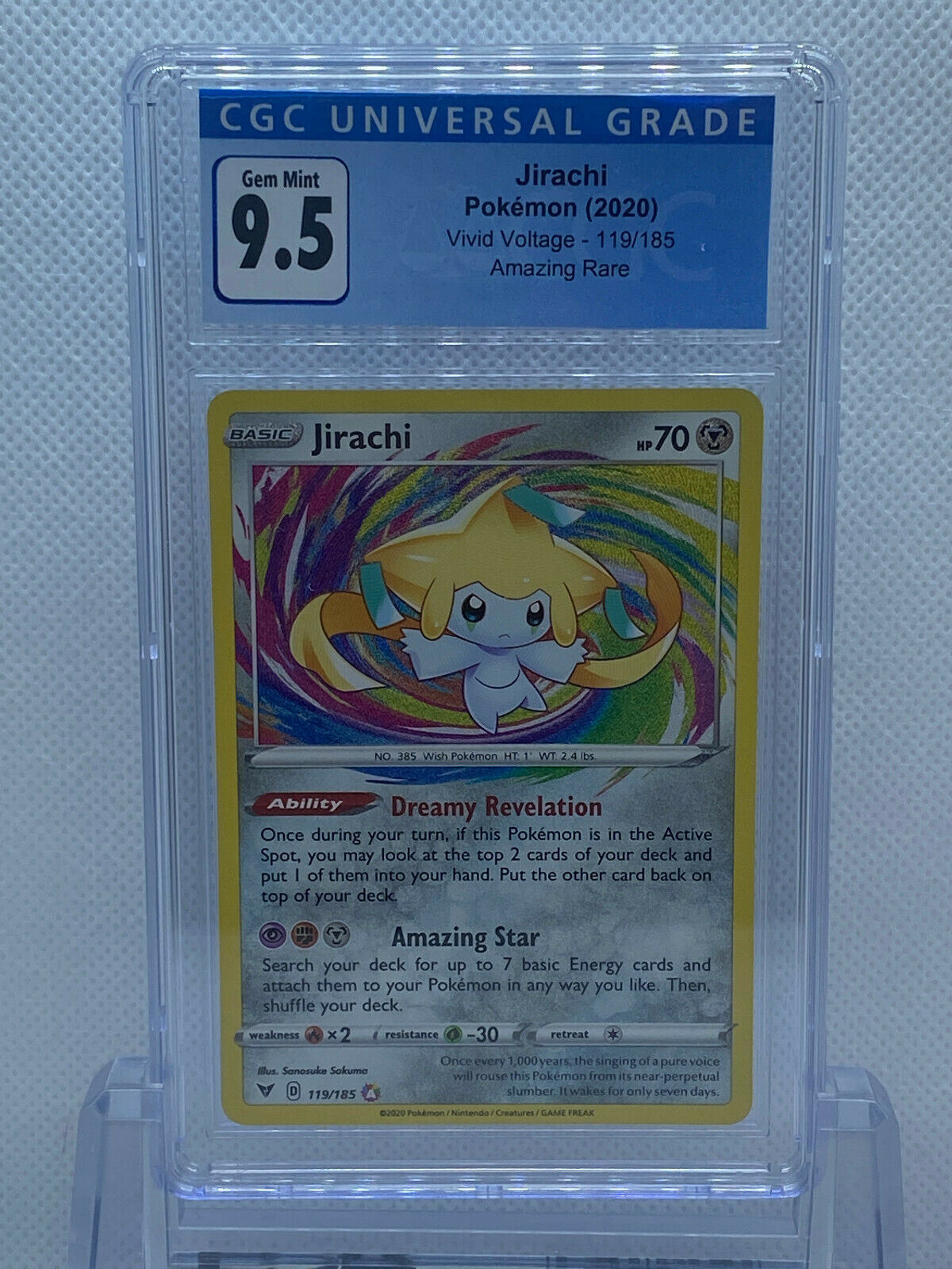 Pokémon (2020) Vivid Voltage Jirachi Secret Rare 119/185 CGC 9.5 GEM MINT