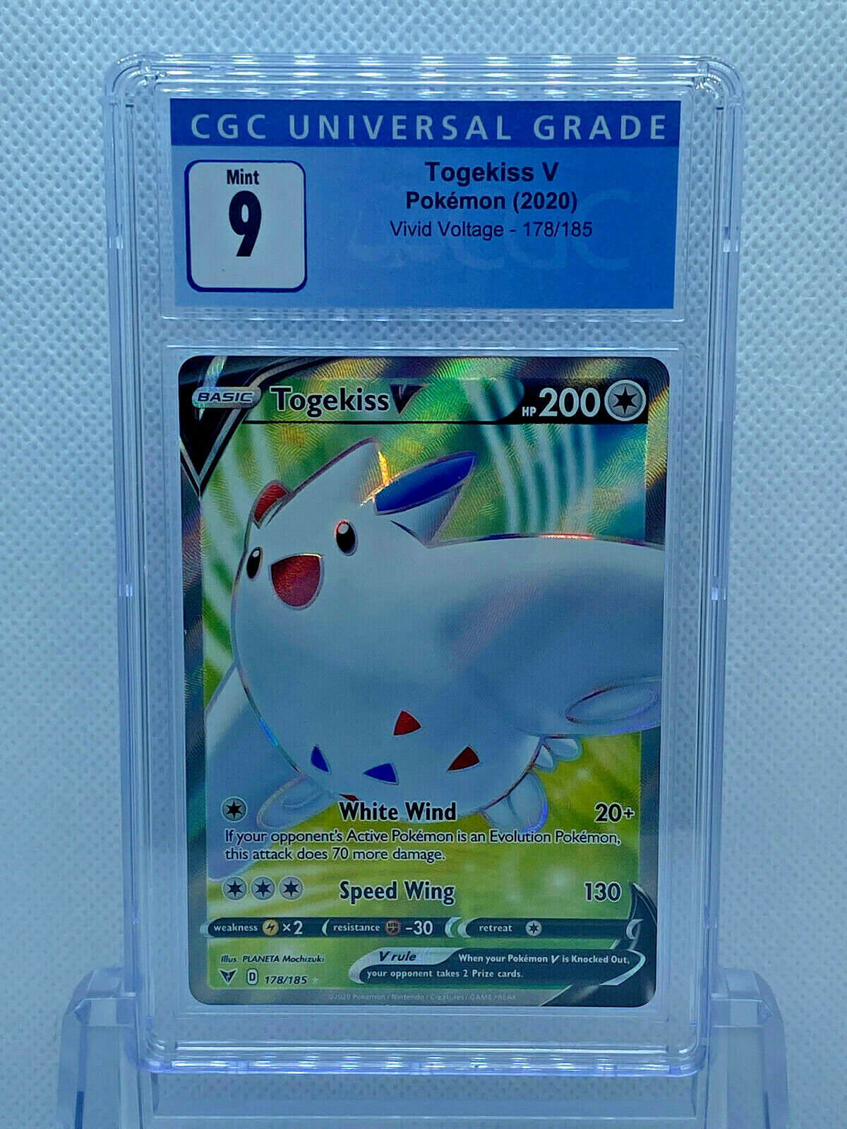 Pokémon (2020) Vivid Voltage Togekiss V Full Art 178/185 CGC 9 MINT