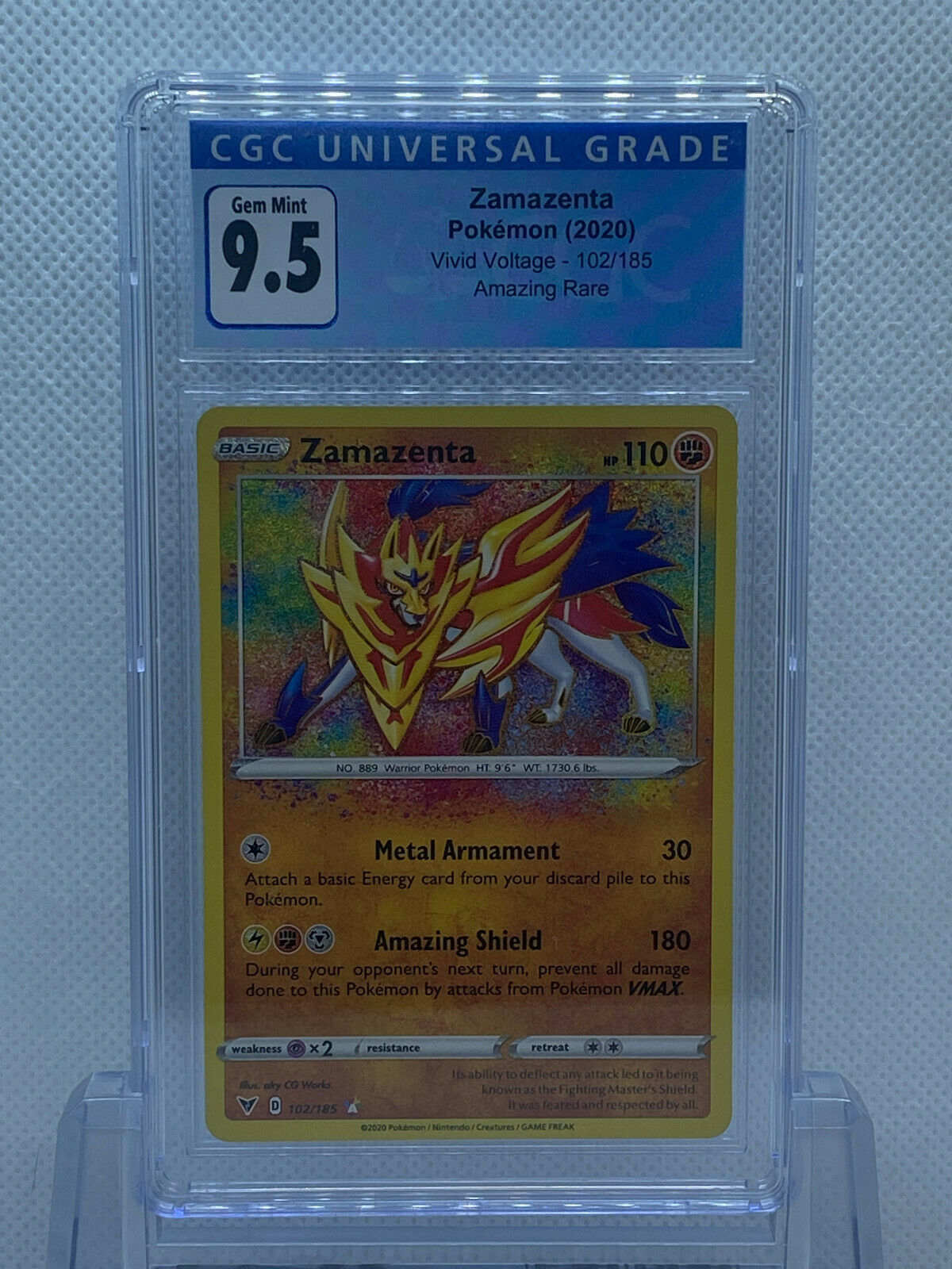 Pokémon (2020) Vivid Voltage Zamazenta Secret Rare 102/185 CGC 9.5 GEM MINT