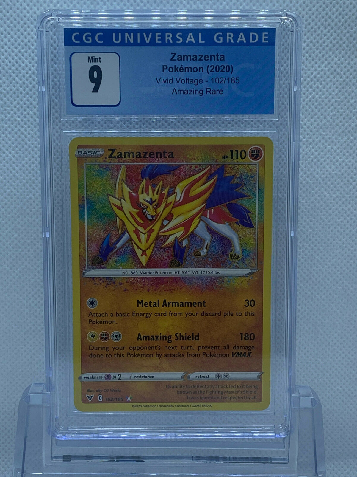Pokémon (2020) Vivid Voltage Zamazenta Secret Rare 102/185 CGC 9 MINT