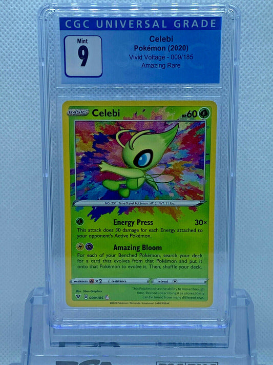 Pokémon (2020) Vivid Voltage Celebi Secret Rare 009/185 CGC 9 MINT