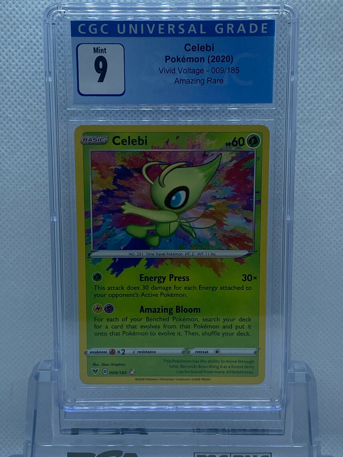 Pokémon (2020) Vivid Voltage Celebi Secret Rare 009/185 CGC 9 MINT