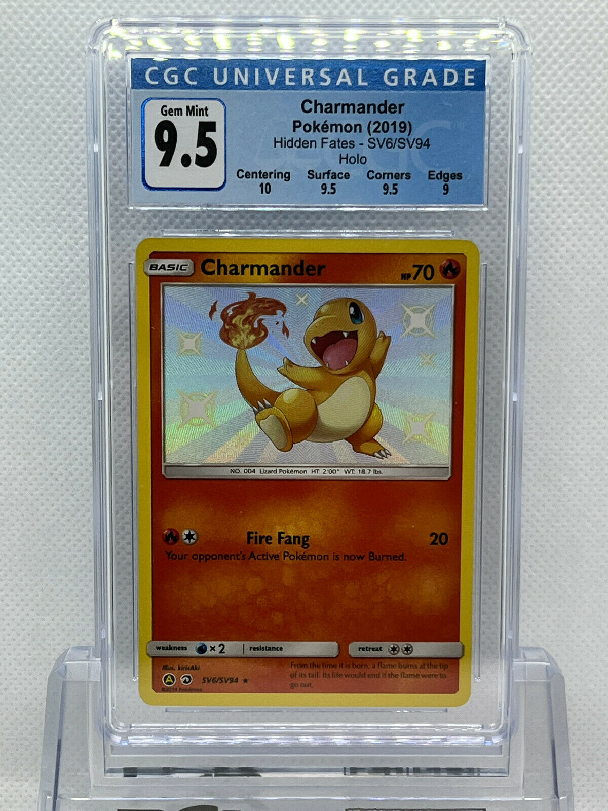 Pokémon Hidden Fates Shiny Vault SV6/SV94 Charmander CGC 9.5 Gem Mint Subgrades