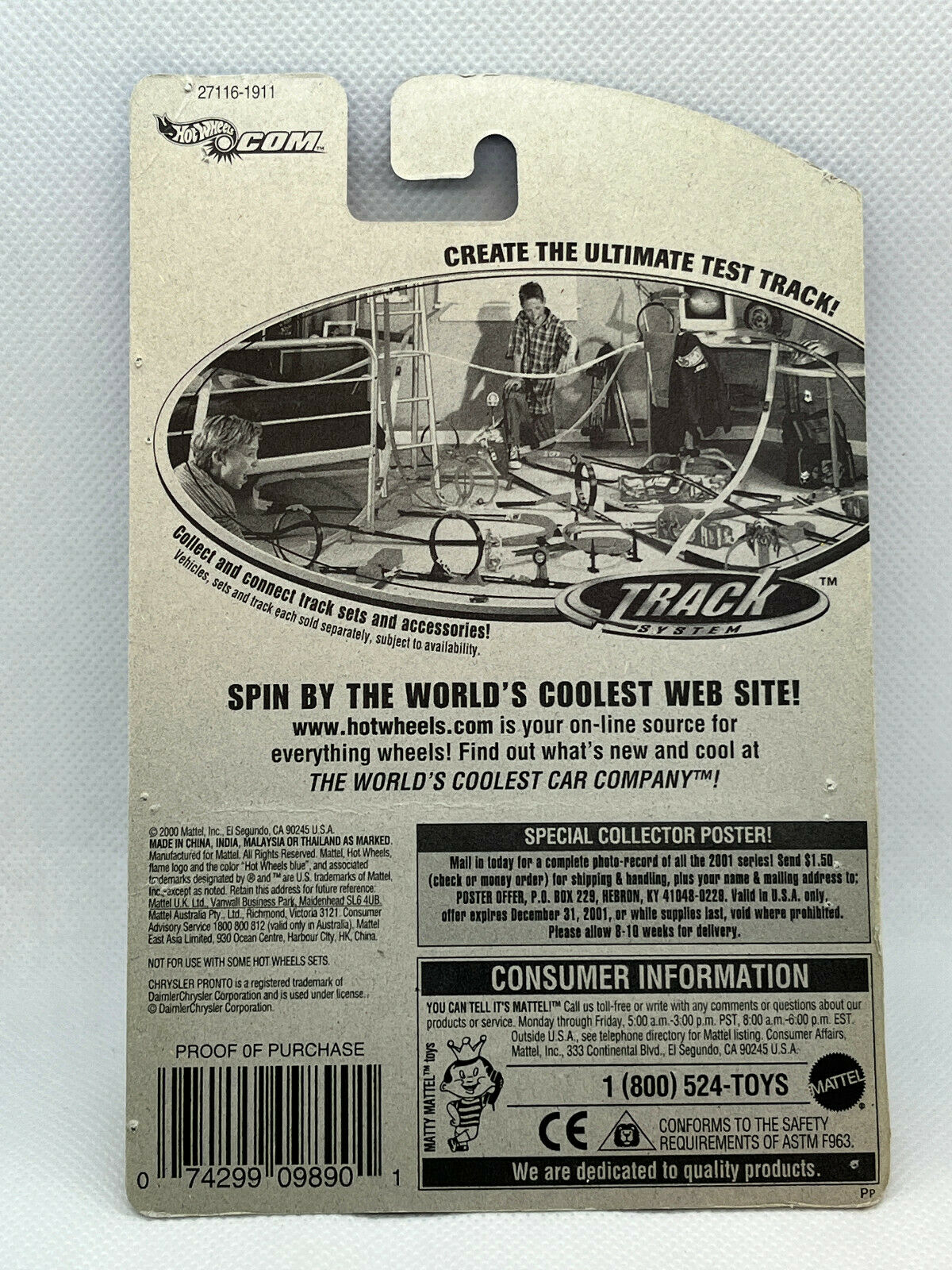 2000 Hot Wheels Chrysler Pronto Collector #150 Card Variation (Cracked Blister)