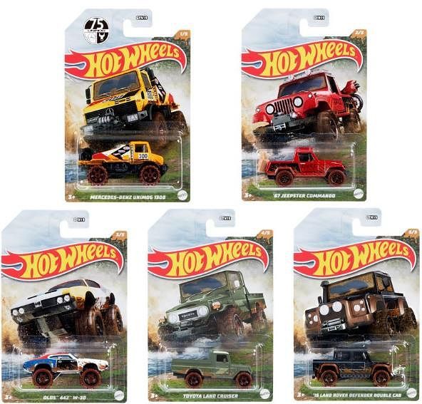 2022 Hot Wheels Mud Runners Full Set of 5 (Soft Corners)