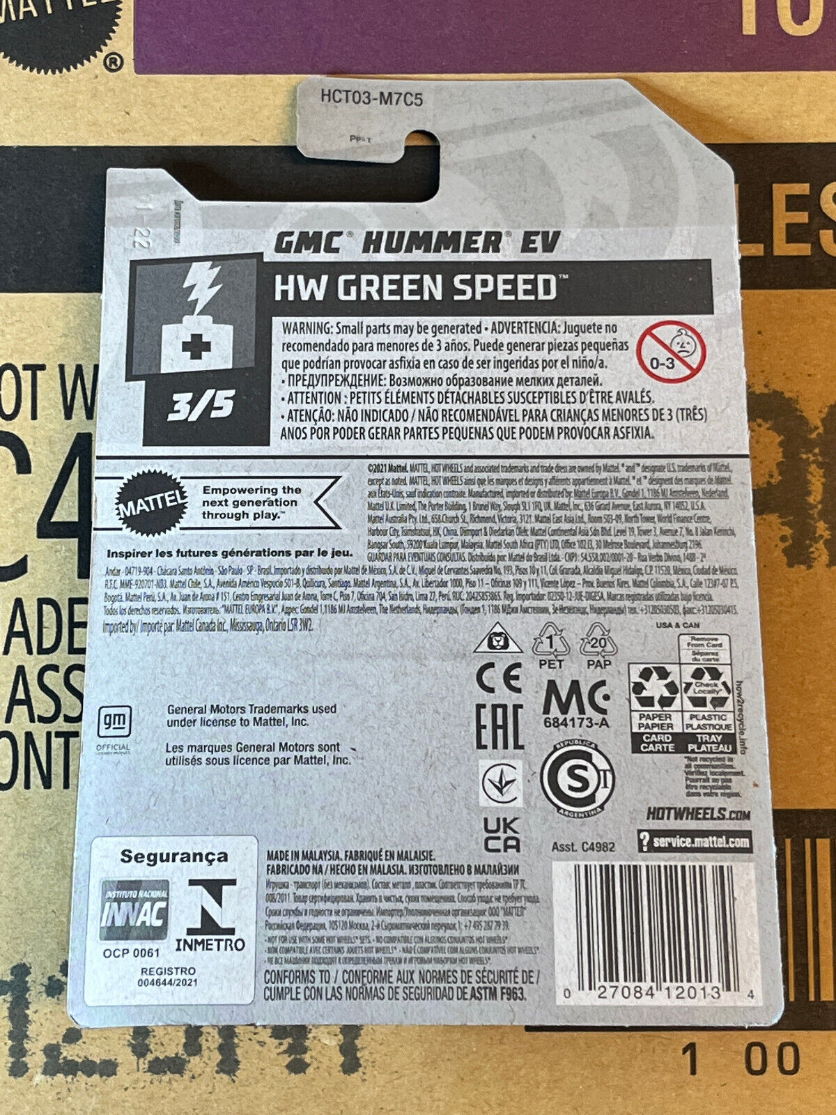 2022 Hot Wheels HW Green Speed #3/5 GMC Hummer EV #130/250 (Soft Corners)
