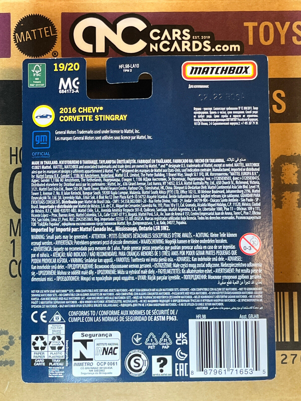 2022 Matchbox Collectors Series Real Riders 2016 Chevy Corvette Stingray 19/20