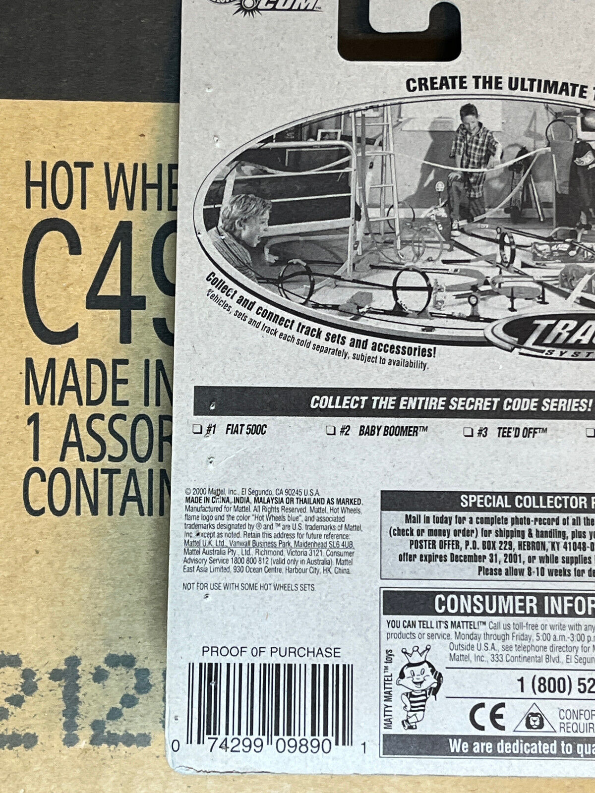 2000 Hot Wheels Secret Code Series #3/4 Tee'd Off (Card Damage)