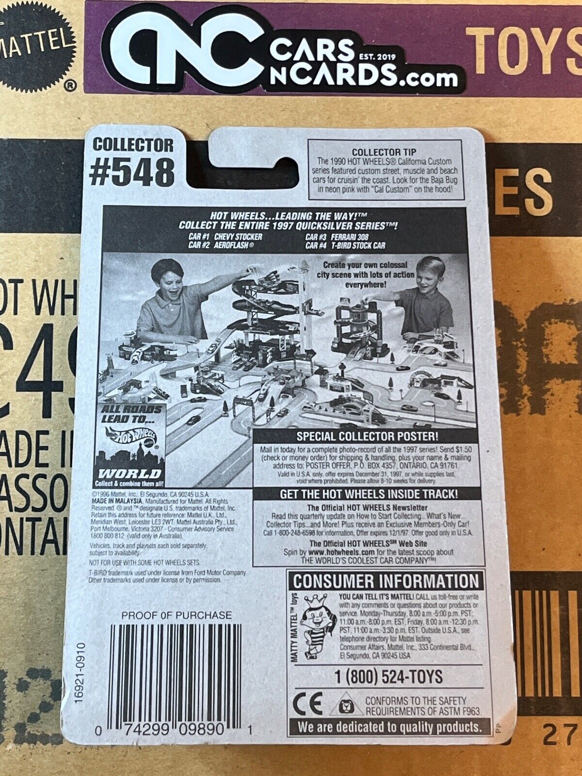 1997 Hot Wheels Quicksilver Series #4/4 T-Bird Stock Car Lightning Blue (Soft Corners)