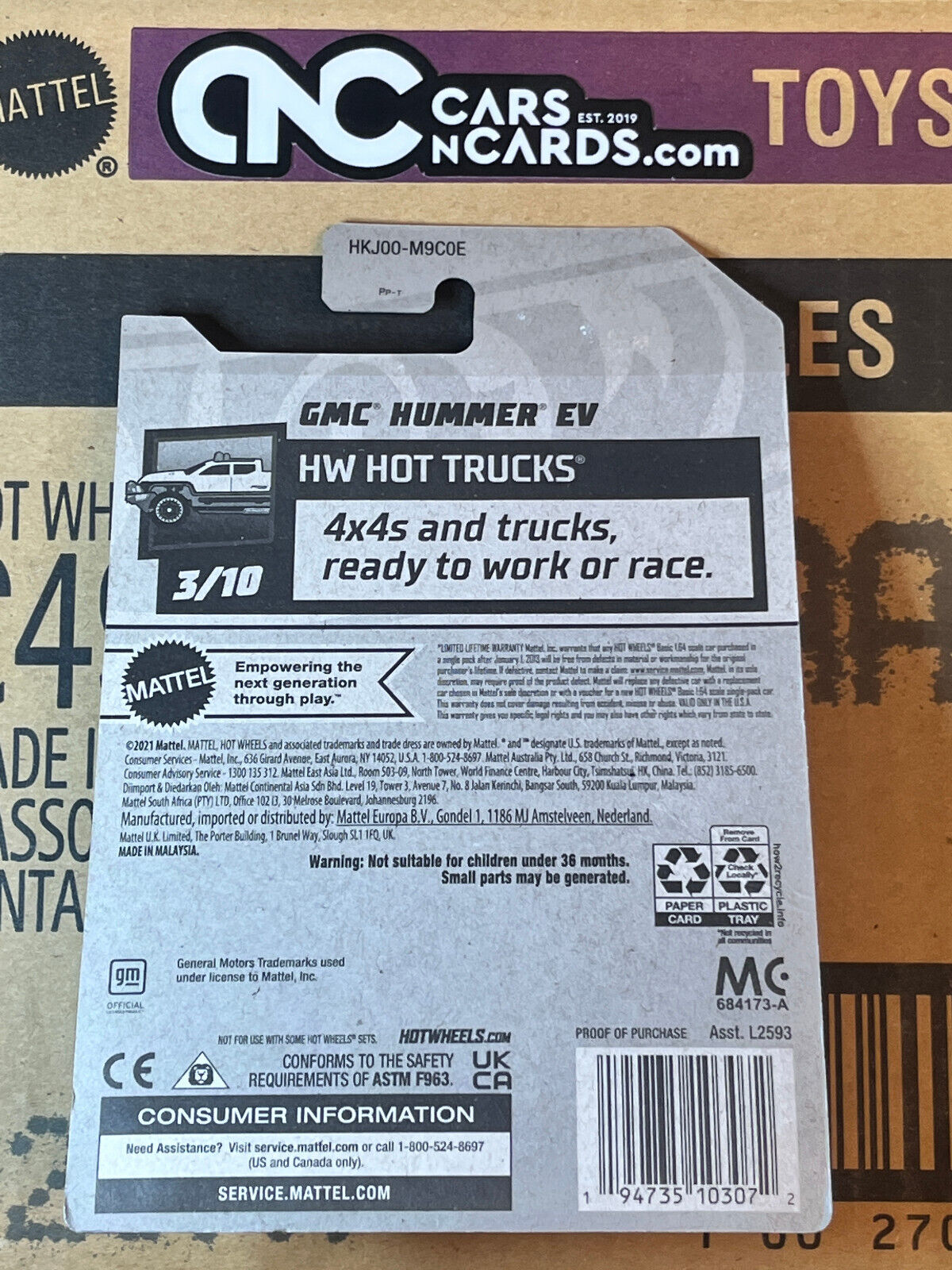 2023 Hot Wheels HW Hot Trucks #3/10 GMC Hummer EV White (Soft Corners)