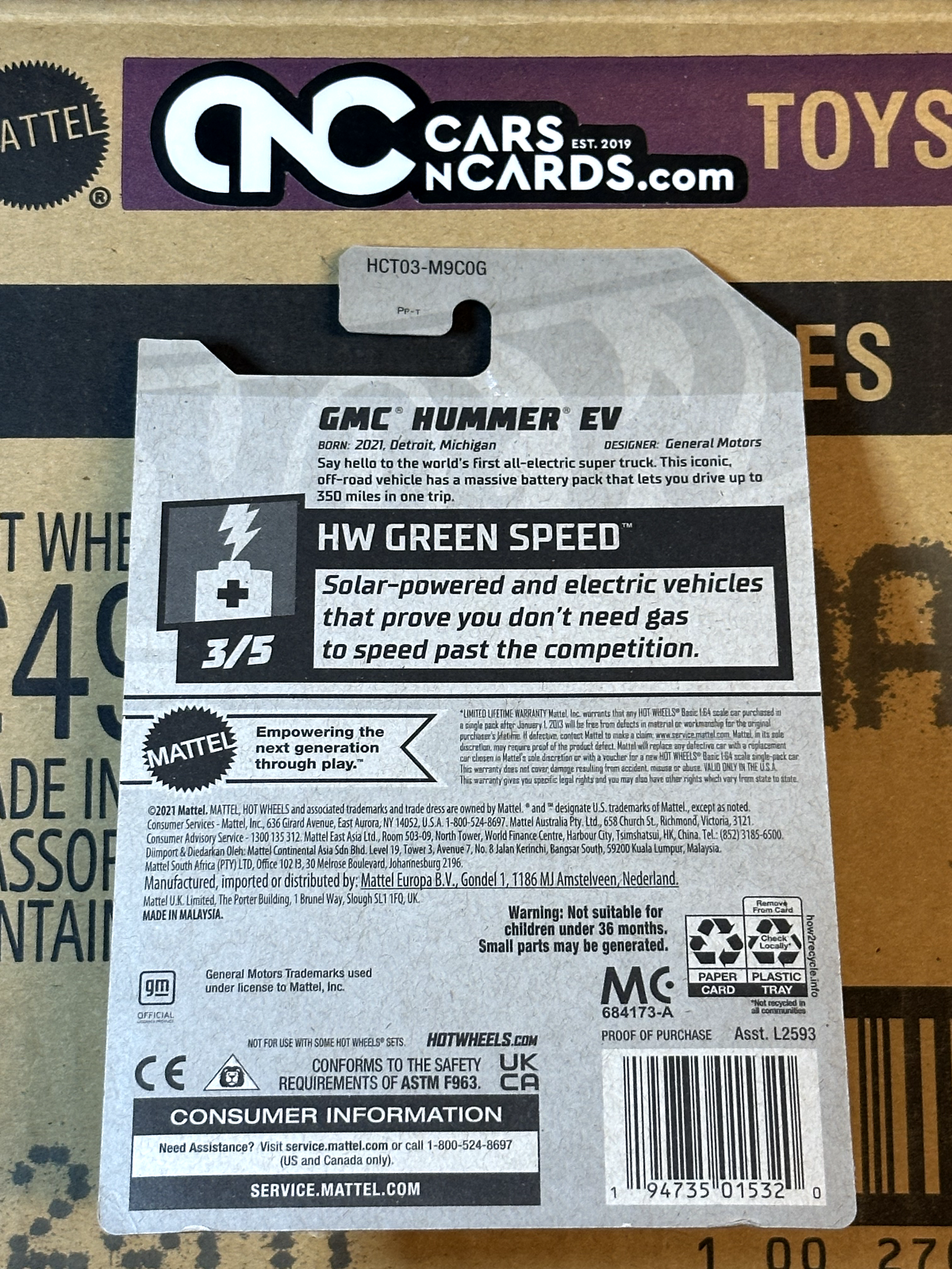 2022 Hot Wheels RLC Factory Sealed HW Green Speed #5/5 GMC Hummer EV Yellow