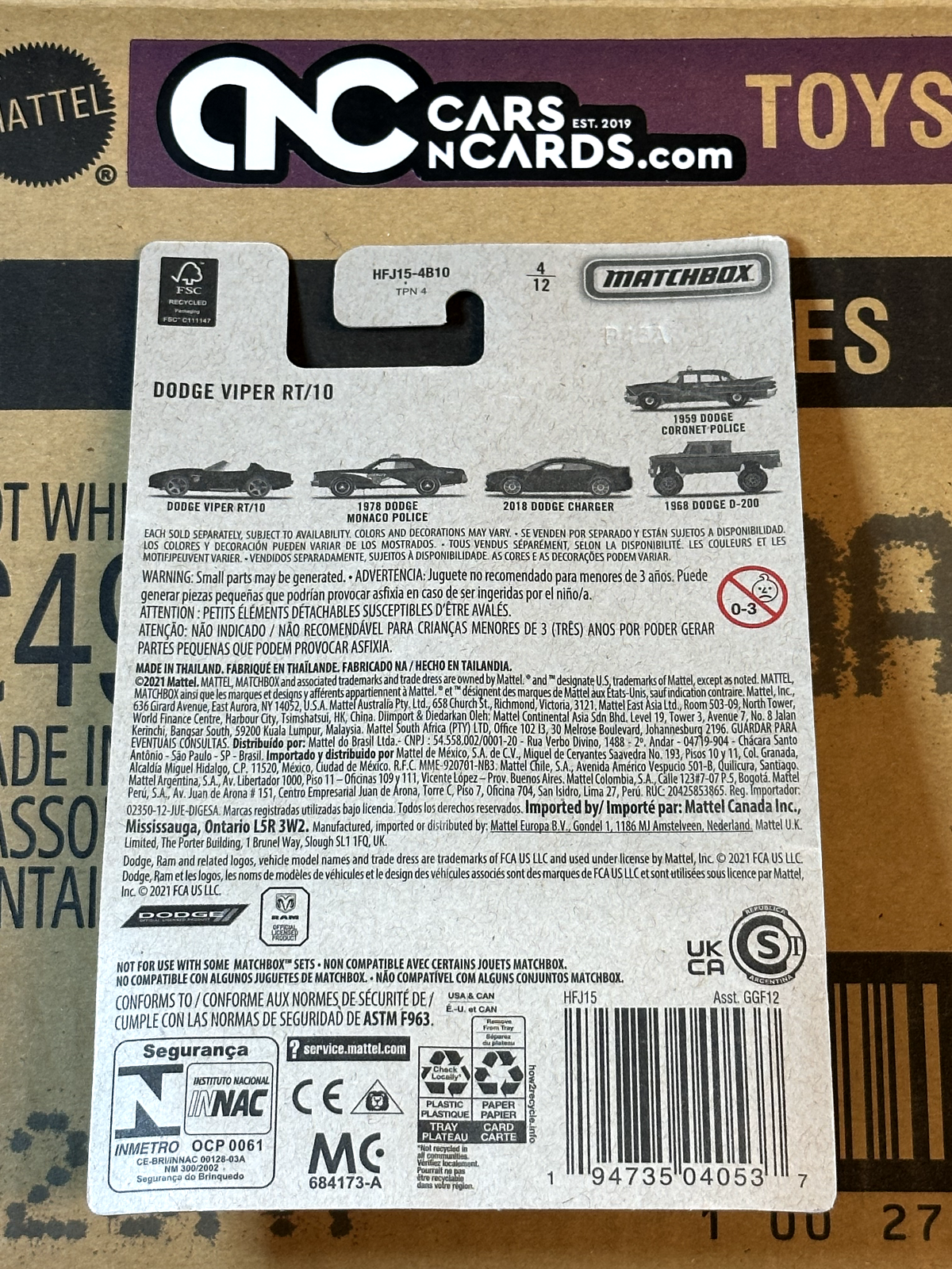 2022 Matchbox Dodge Series 4/12 Dodge Viper RT/10 NIP