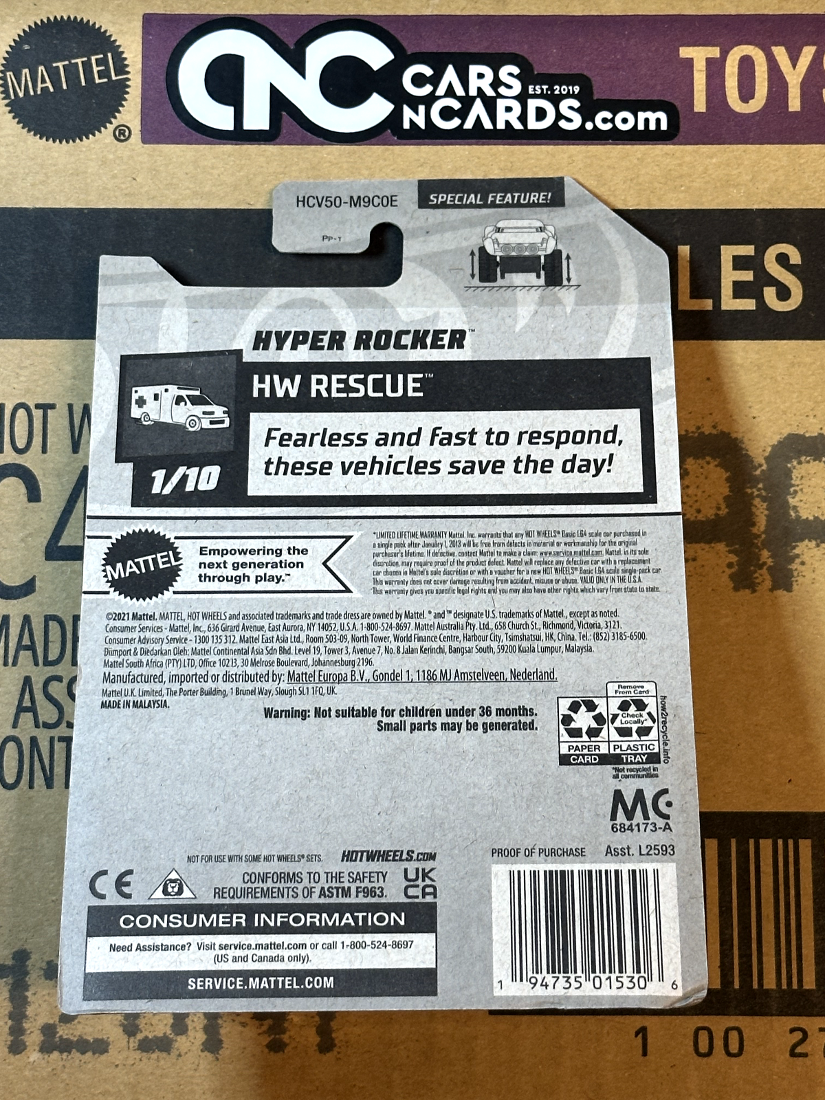 2022 Hot Wheels RLC Factory Sealed HW Rescue Hyper Rocker Yellow (Card Crease)