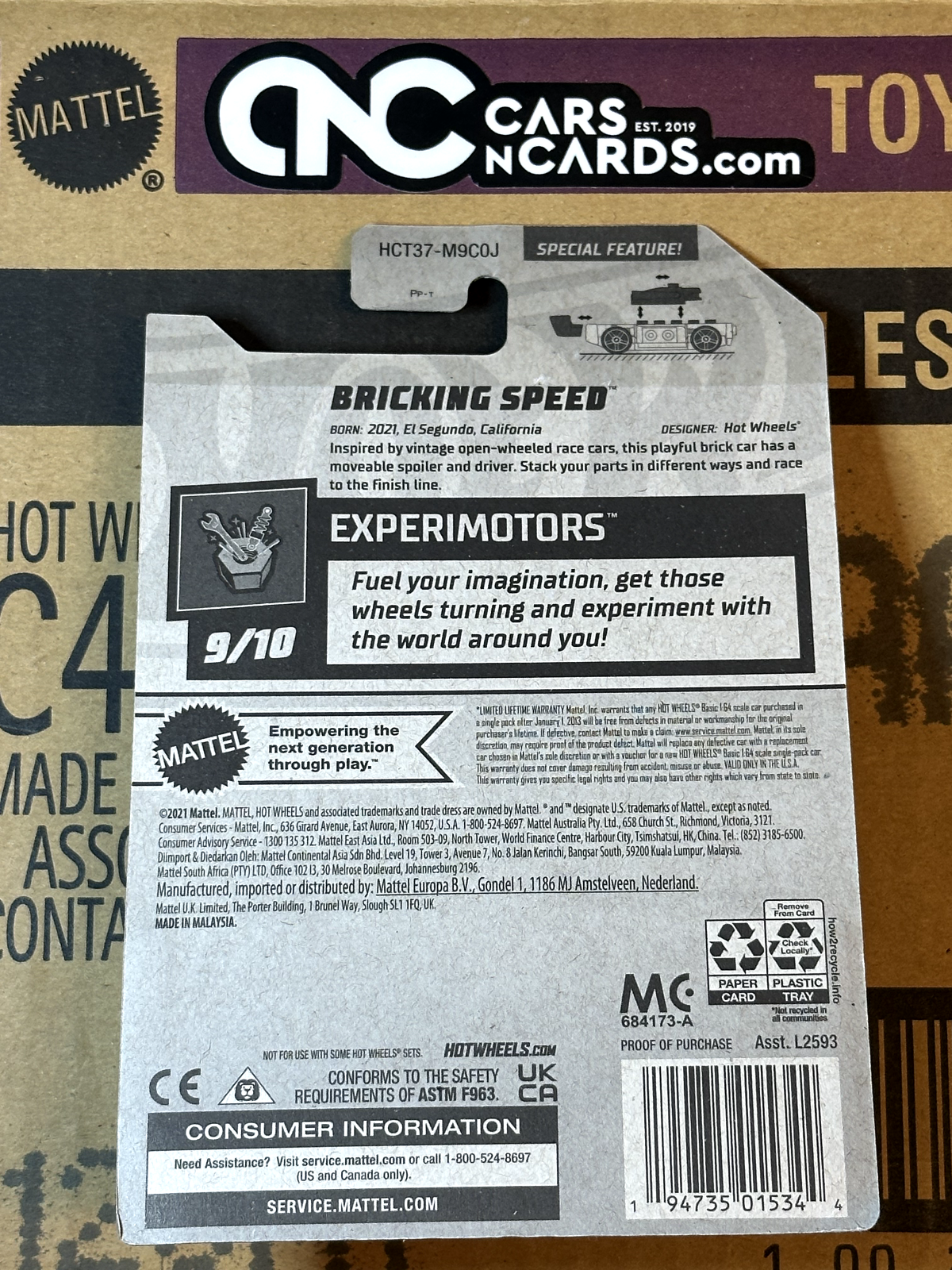2022 Hot Wheels RLC Factory Sealed Experimotors 9/10 Bricking Speed Card Crease