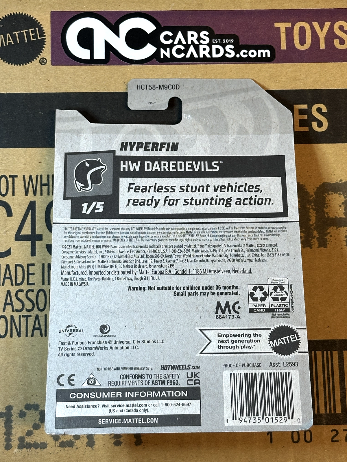 2022 Hot Wheels RLC Factory Sealed HW Daredevils 1/5 Hyperfin (Card Crease)