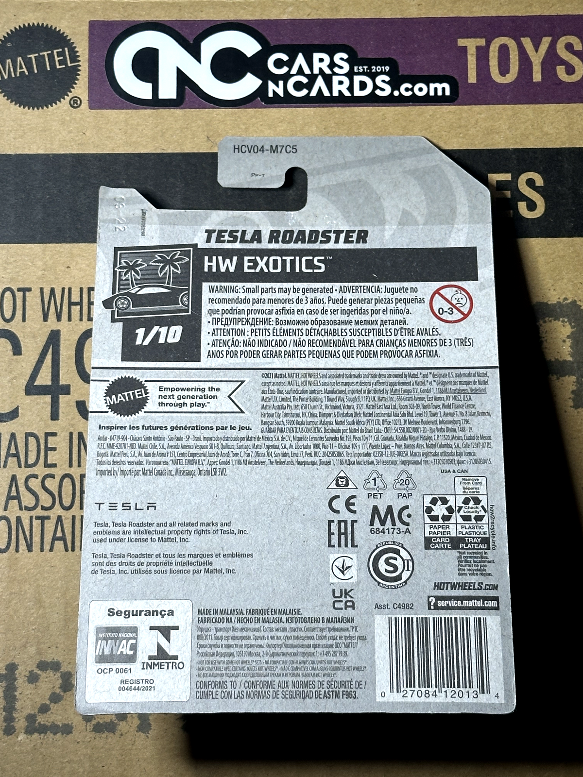2022 Hot Wheels HW Exotics 1/10 Tesla Roadster Silver NIP