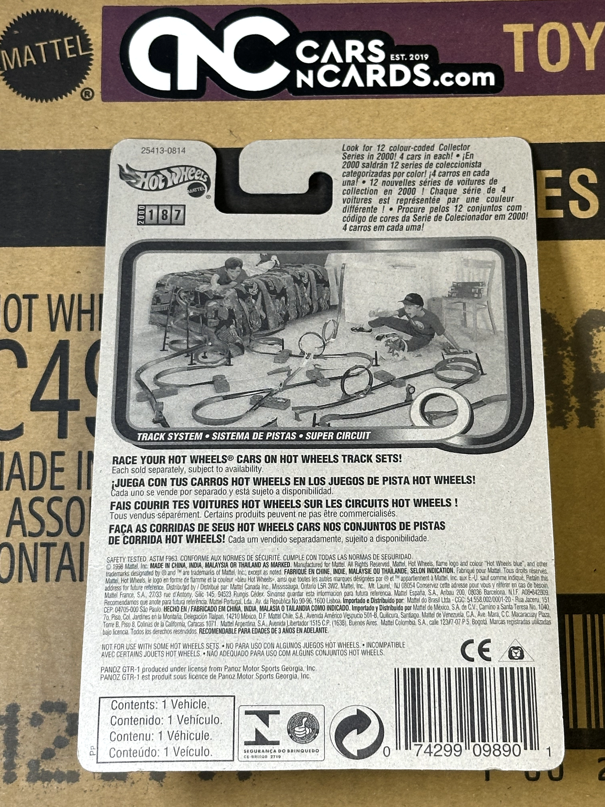 2000 Hot Wheels Panoz GTR-1 Yellow International Card NIP