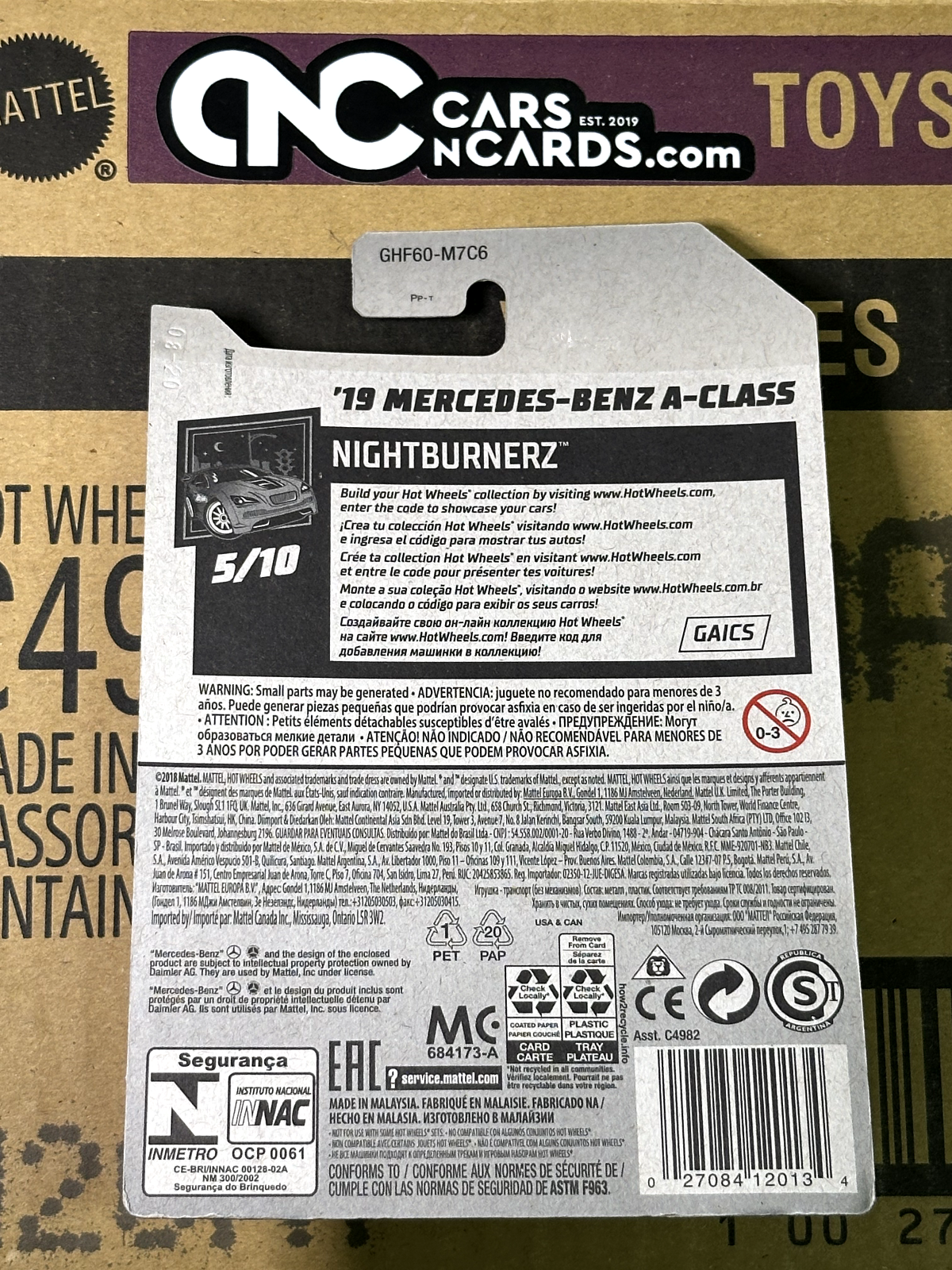 2020 Hot Wheels Nightburnerz 5/10 '19 Mercedes-Benz A-Class Grey