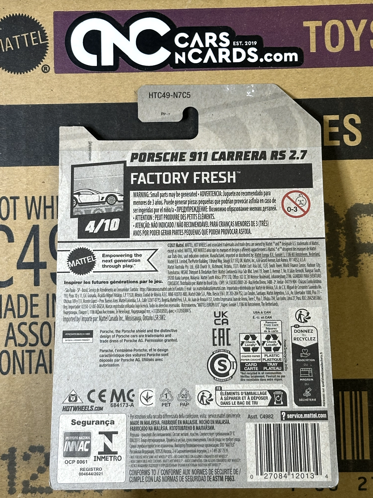 2024 Hot Wheels Factory Fresh 4/10 Porsche 911 Carrera RS 2.7 Yellow (Soft Corners)