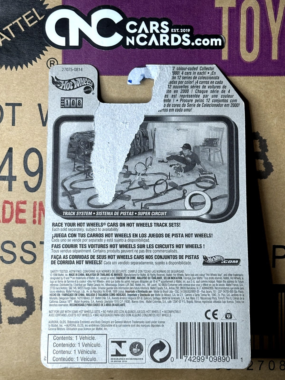 2000 Hot Wheels Olds Aurora Yellow Collector #108 (Card Damage)