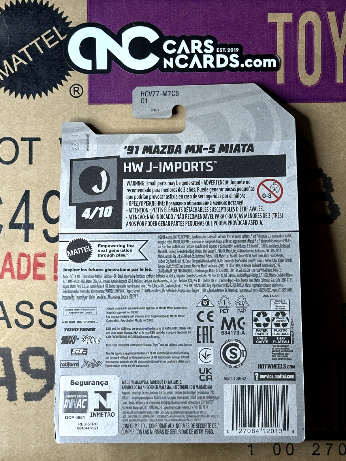 2022 Hot Wheels HW J-Imports 4/10 '91 Mazda MX-5 Miata MadMike (Card Crease)