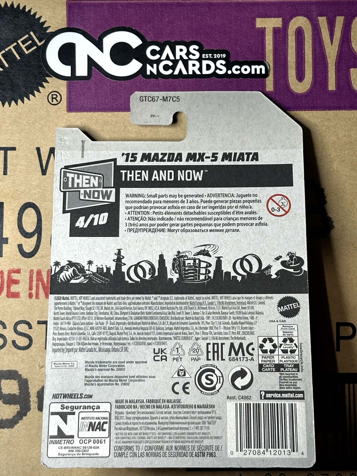 2021 Hot Wheels Then and Now 4/10 '15 Mazda MX-5 Miata Grey (Card Damage)