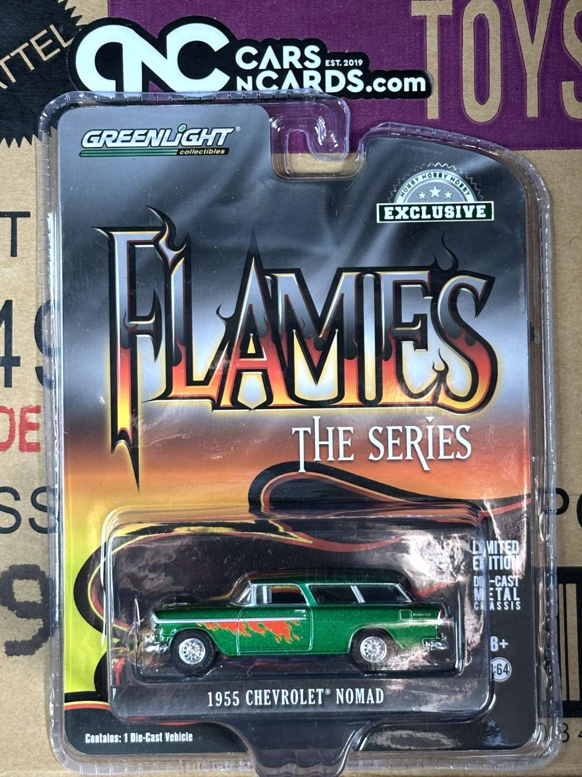 Greenlight Hobby Exclusive Flames Green Machine 1955 Chevrolet Nomad Chase