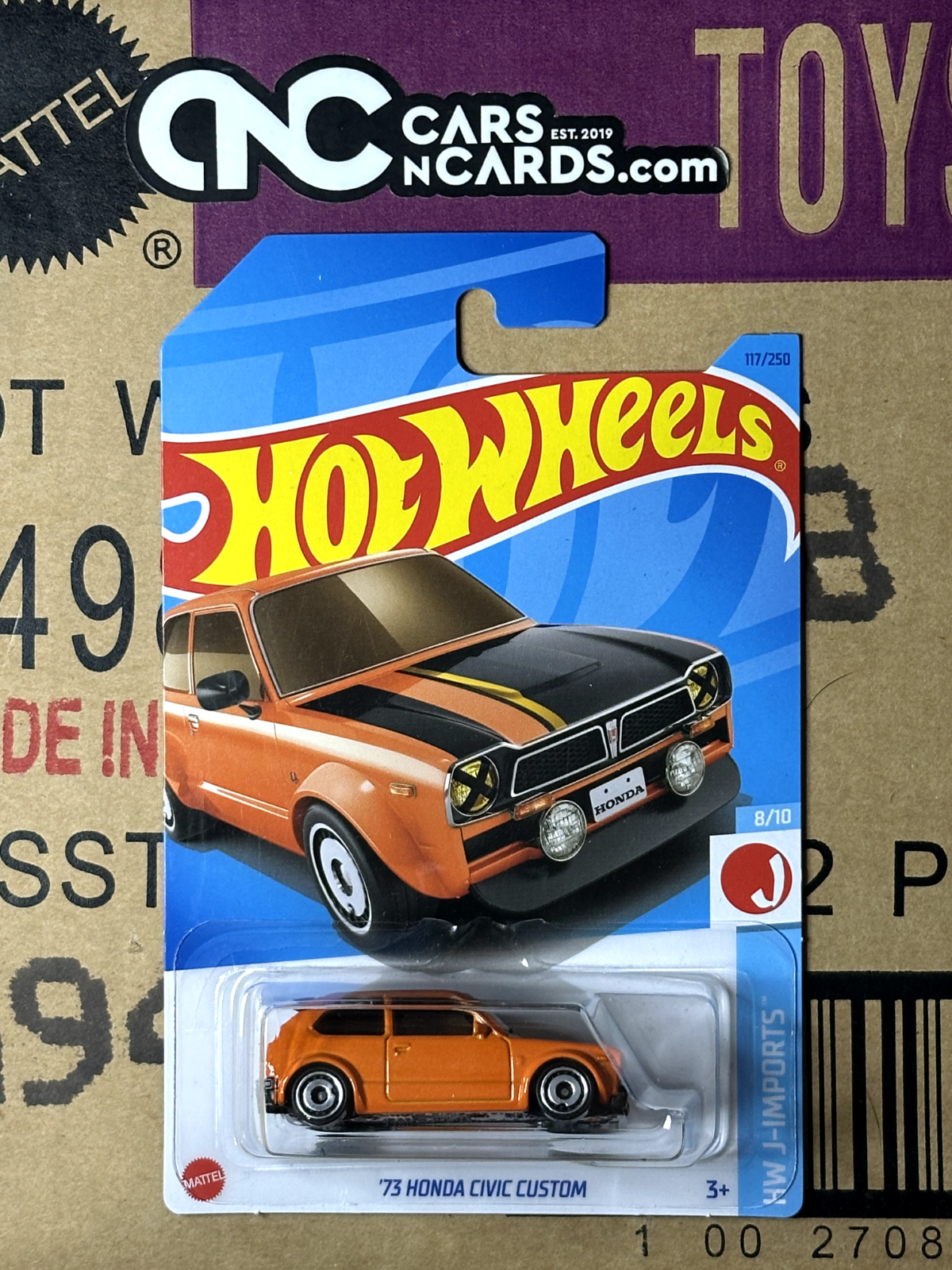 2023 Hot Wheels HW J-Imports 8/10 '73 Honda Civic Custom Orange NIP