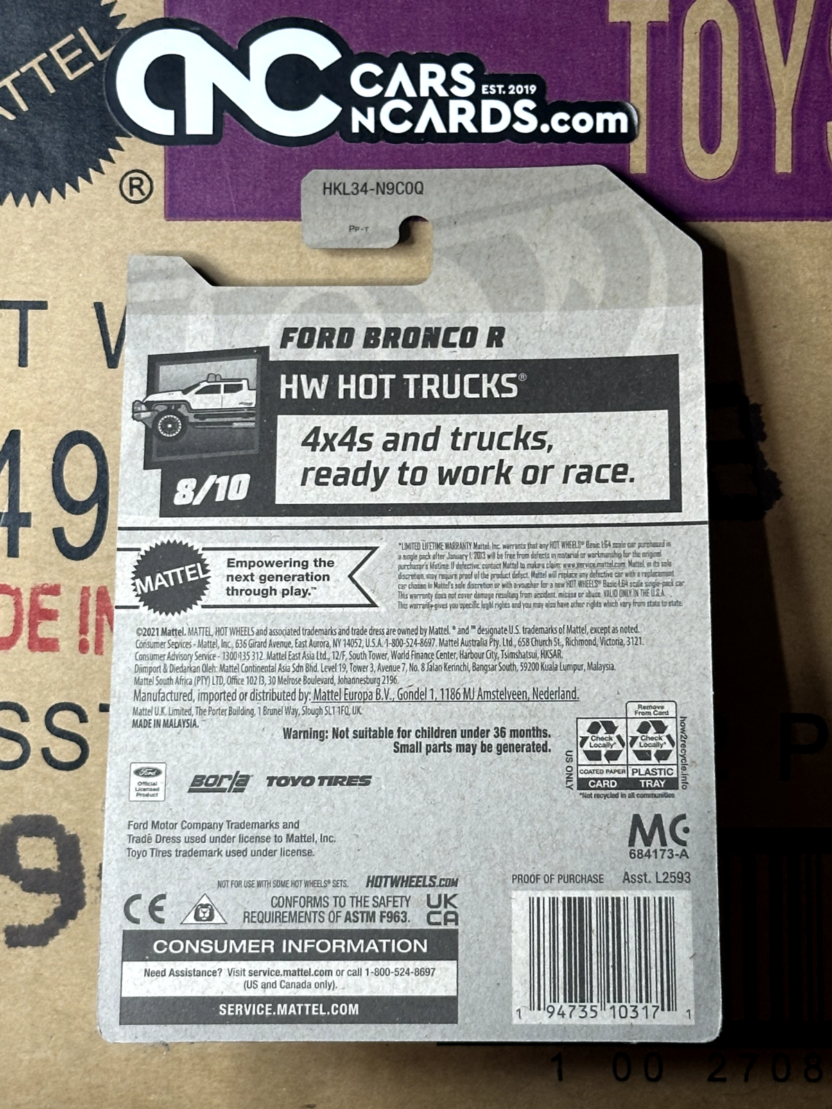 2023 Hot Wheels HW Hot Trucks 8/10 Zamac Ford Bronco R (Soft Corners)