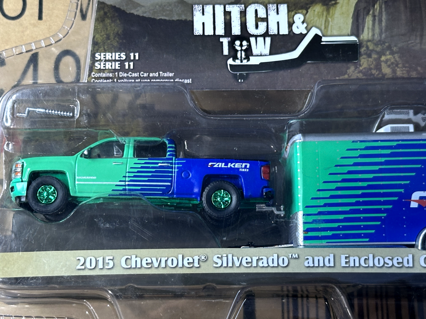 Greenlight Hitch & Tow 2016 Chevrolet Silverado With Hauler Falken Green Machine