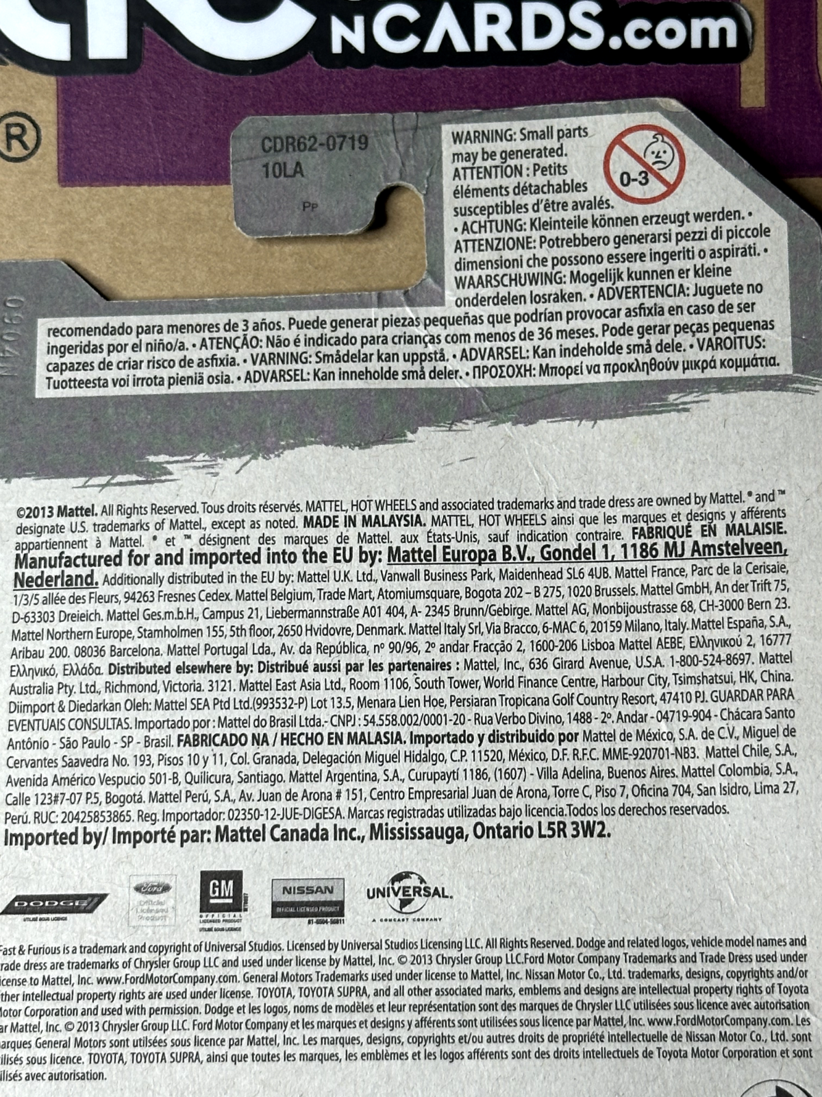 2014 Hot Wheels Fast & Furious 5/8 '72 Ford Gran Torino Sport (Card Crease)