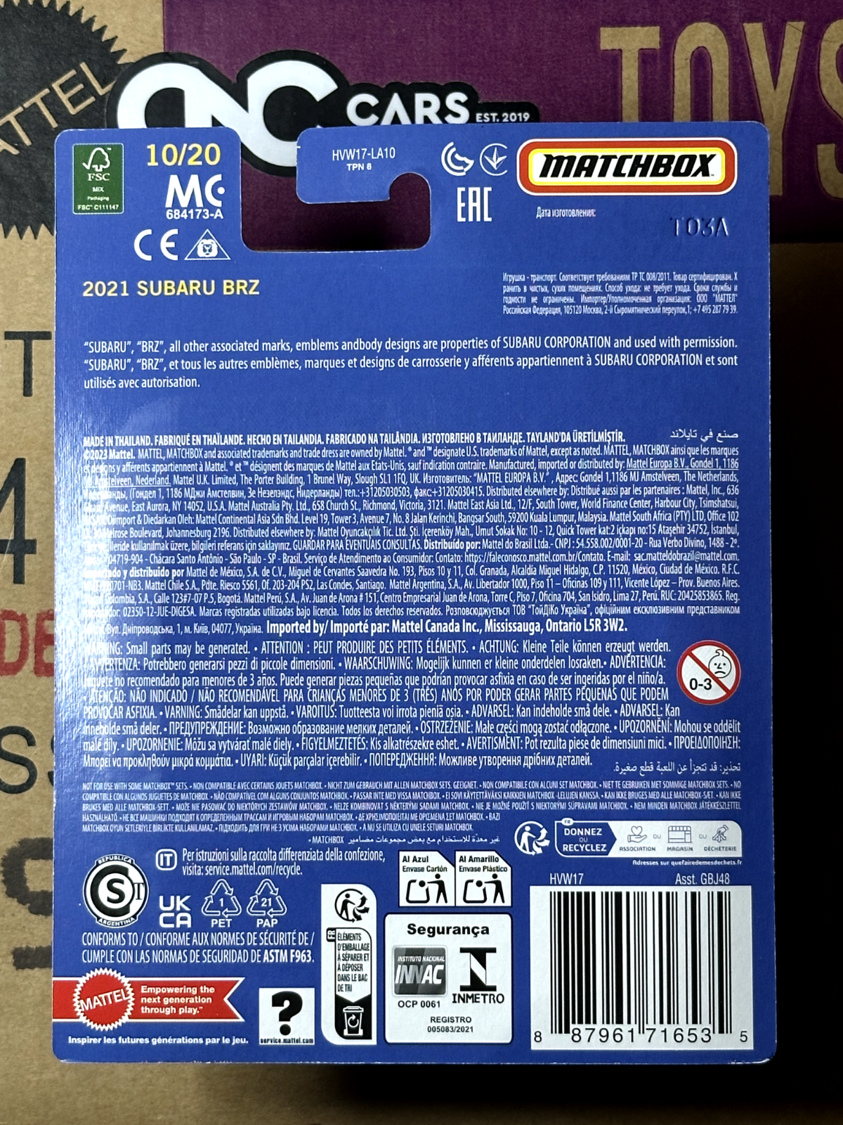 2024 Matchbox Collectors Series Real Riders 2021 Subaru BRZ 10/20