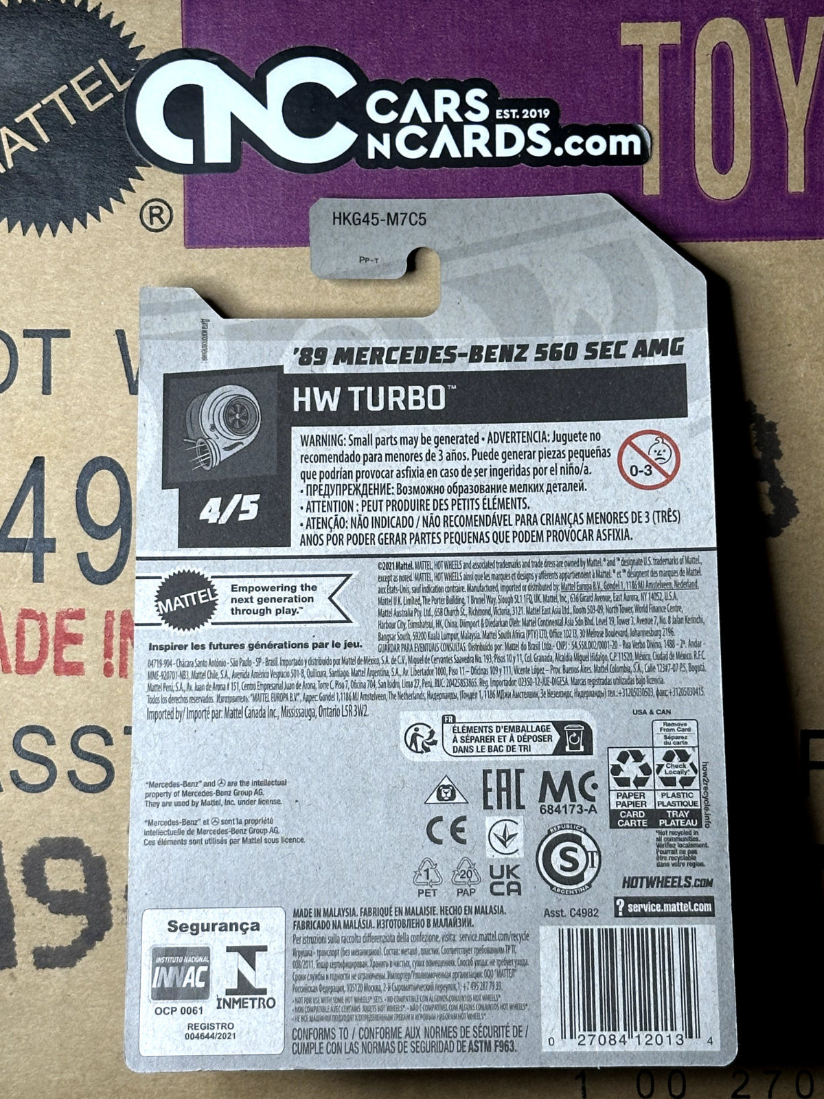 2023 Hot Wheels HW Turbo 4/5 '89 Mercedes-Benz 560 SEC AMG Black
