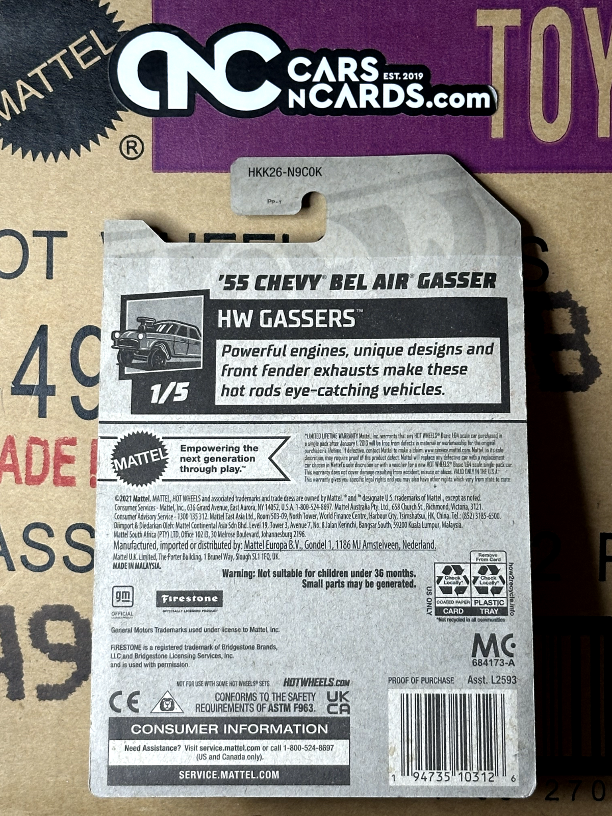 2023 Hot Wheels HW Gassers 1/5 '55 Chevy Bel Air Gasser (Card Damage)